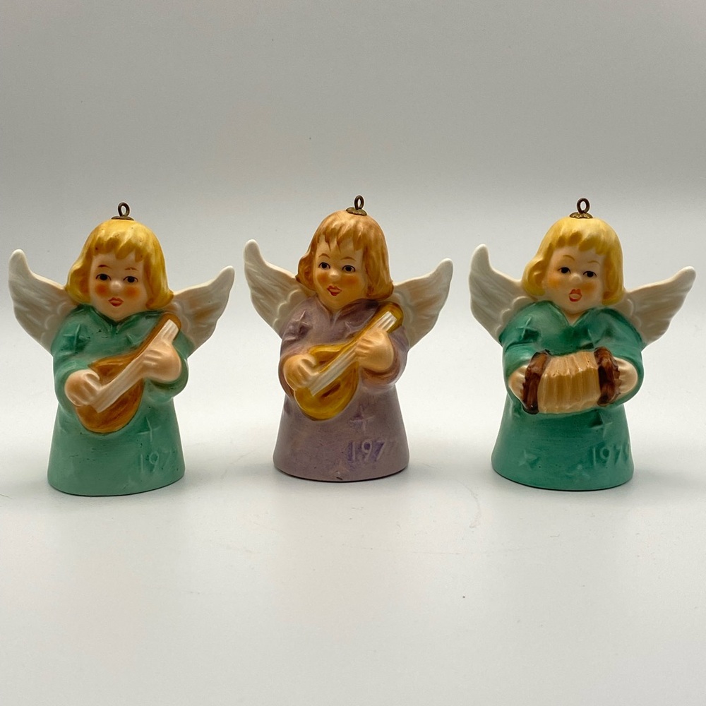 Goebel West Germany Angel Bells 1977 (2) & 1979 (1) Vintage Ceramic Collectible